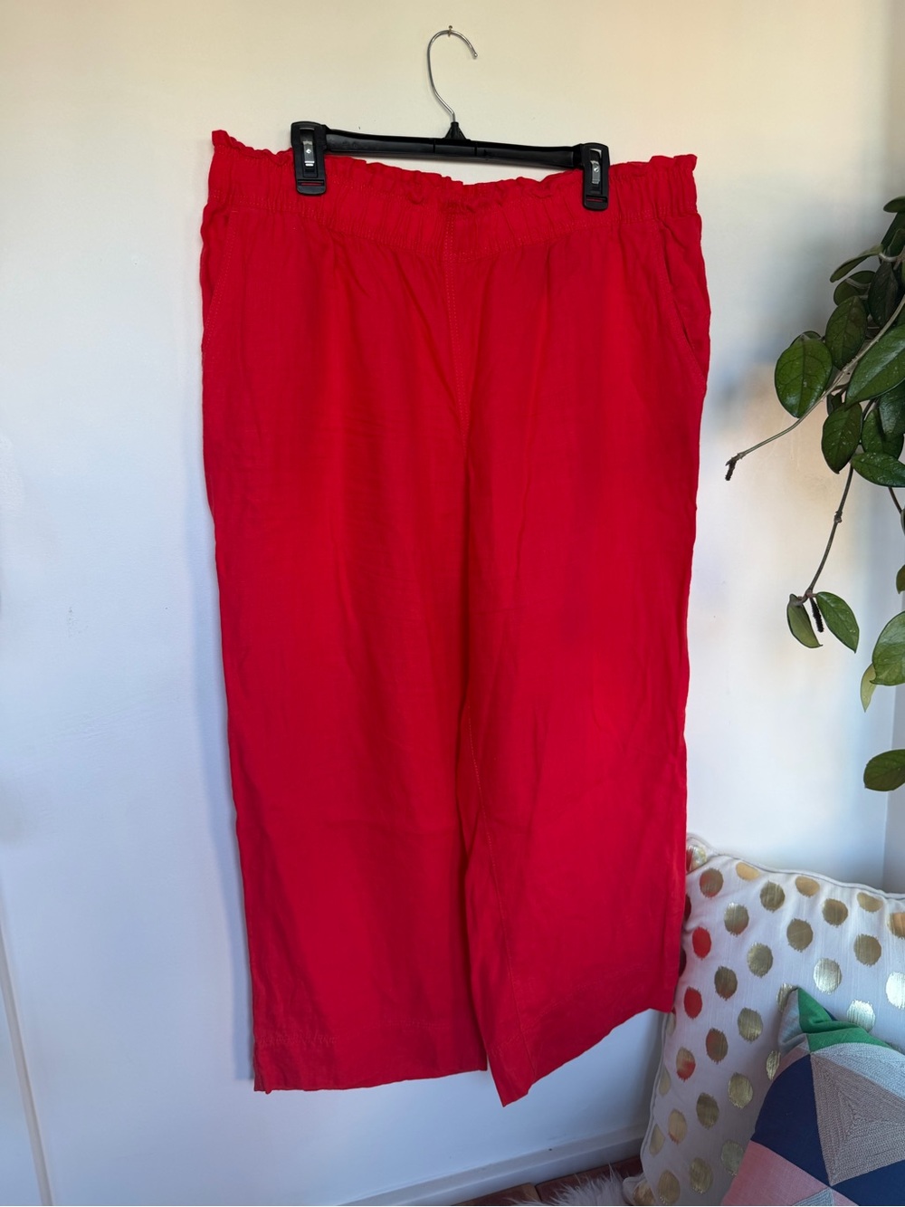 H&M Vibrant Red Elastic-Waist Wide Leg Pants